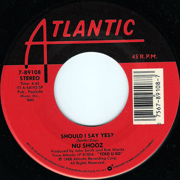 Nu Shooz : Should I Say Yes? (7", Single, Spe)