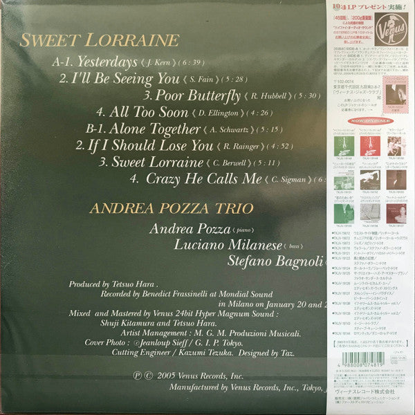 Andrea Pozza Trio : Sweet Lorraine (LP, Album, Ltd, 200)