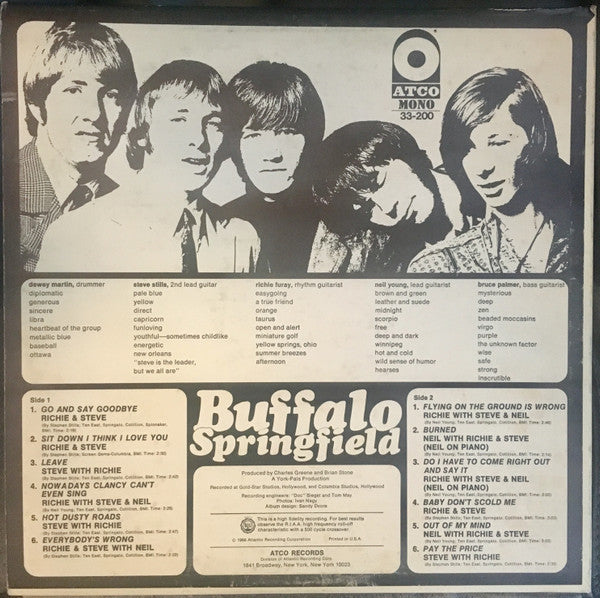 Buffalo Springfield : Buffalo Springfield (LP, Album, Mono)