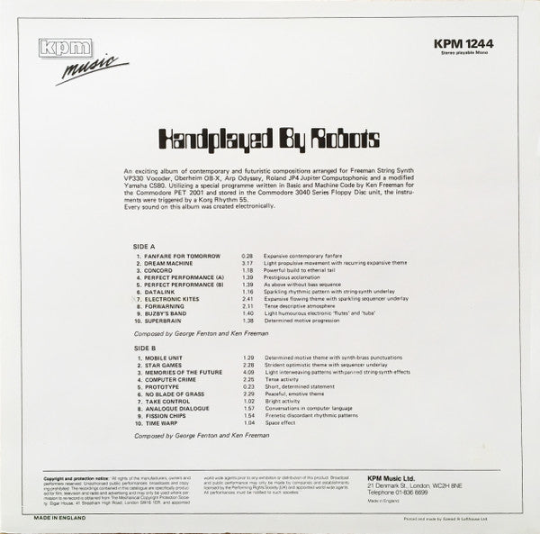 George Fenton / Ken Freeman : Handplayed By Robots (LP)