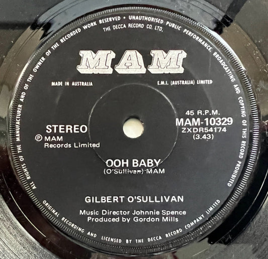 Gilbert O'Sullivan : Ooh Baby  (7", Single)
