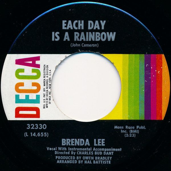 Brenda Lee : Each Day Is A Rainbow (7", Single, Glo)