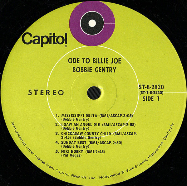 Bobbie Gentry : Ode To Billie Joe (LP, Album, Club, RE, Cap)