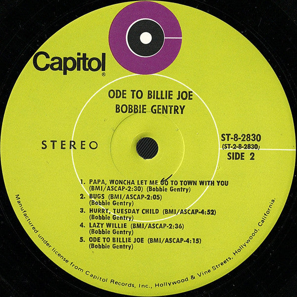 Bobbie Gentry : Ode To Billie Joe (LP, Album, Club, RE, Cap)