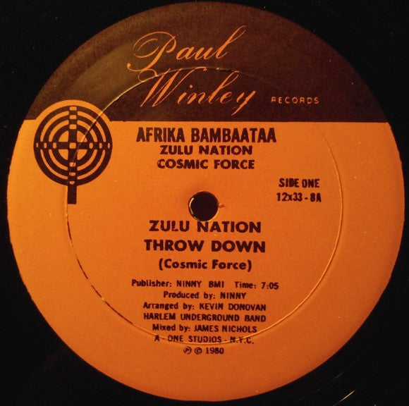 Afrika Bambaataa, Zulu Nation, Cosmic Force (6) / Harlem Underground Band : Zulu Nation Throw Down (12", RP)