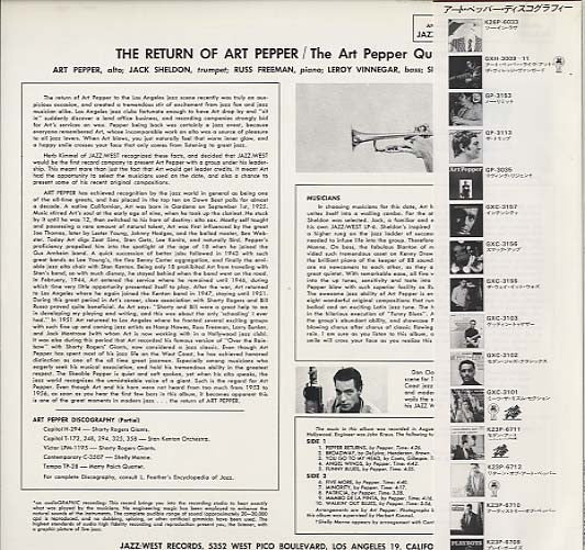 Art Pepper : The Return Of Art Pepper (LP, Album, Mono, RE)