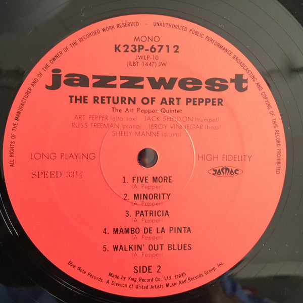 Art Pepper : The Return Of Art Pepper (LP, Album, Mono, RE)