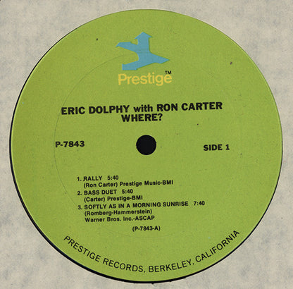 Eric Dolphy With Ron Carter : Where? (LP, Album, RE)