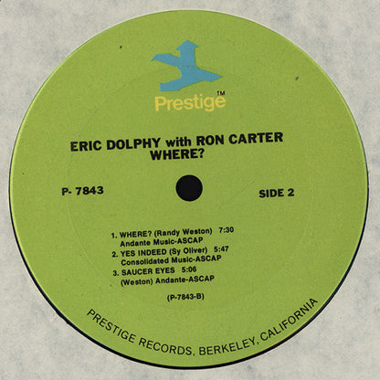 Eric Dolphy With Ron Carter : Where? (LP, Album, RE)