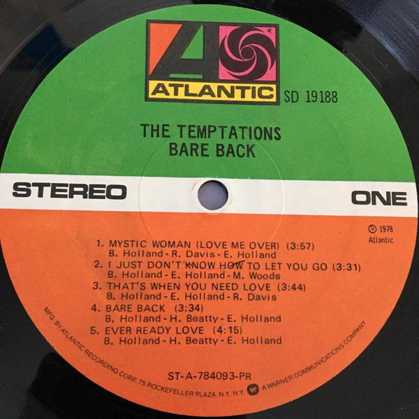The Temptations : Bare Back (LP, Album, PR-)