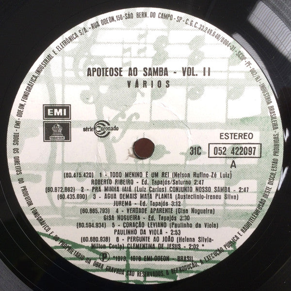 Various : Apoteose Ao Samba - Volume 2 (LP, Comp)