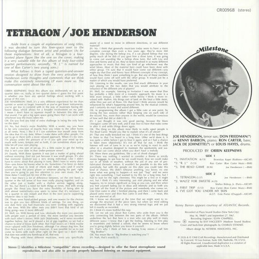 Joe Henderson - Tetragon (LP, Album, RE) (Mint (M))
