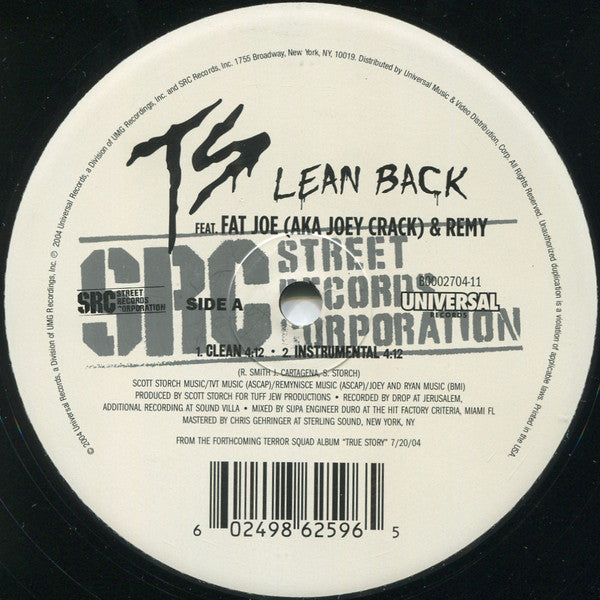Terror Squad, Fat Joe, Joe Crack, Remy Martin - Lean Back (12", 33 ⅓ RPM, Single) (Very Good Plus (VG+))