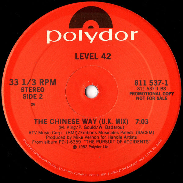 Level 42 - The Chinese Way (12", 33 ⅓ RPM, Promo) (Very Good Plus (VG+))