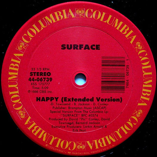 Surface - Happy (12", 33 ⅓ RPM, Stereo) (Very Good (VG))