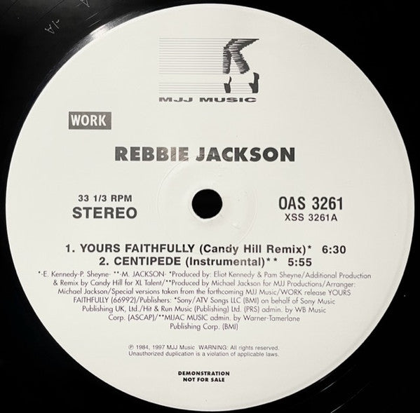 Rebbie Jackson - Yours Faithfully / Centipede (12", Promo) (Very Good Plus (VG+))