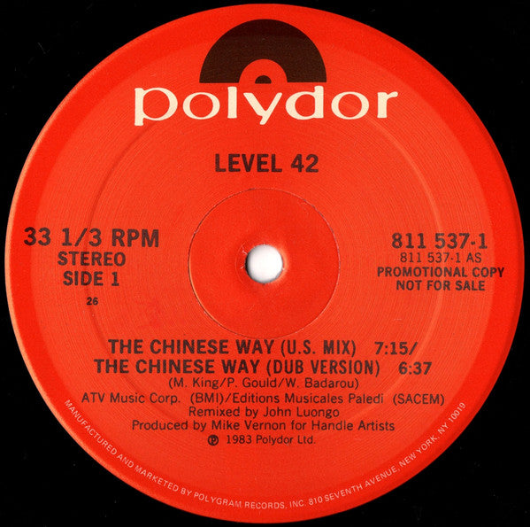 Level 42 - The Chinese Way (12", 33 ⅓ RPM, Promo) (Very Good Plus (VG+))