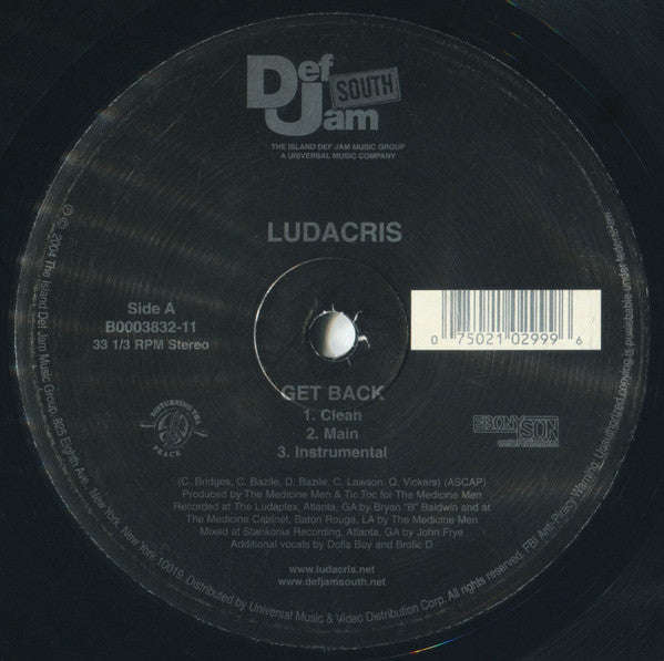 Ludacris - Get Back / Put Your Money (12", 33 ⅓ RPM) (Very Good Plus (VG+))
