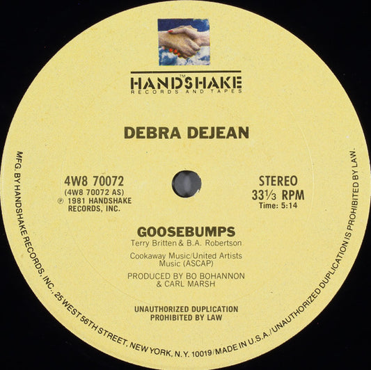 Debra Dejean - Goosebumps (12", 33 ⅓ RPM, Stereo) (Very Good Plus (VG+))