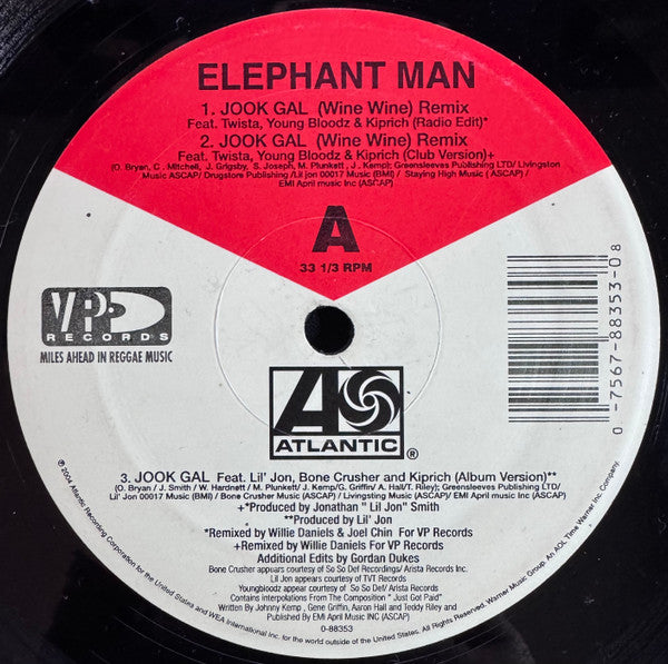 Elephant Man - Jook Gal (Wine Wine) (Remix) (12", 33 ⅓ RPM, Single) (Very Good (VG))