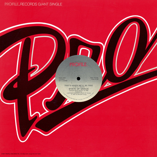 State Of Grace - That's When We'll Be Free (12", 33 ⅓ RPM, Single, Stereo) (Very Good Plus (VG+))