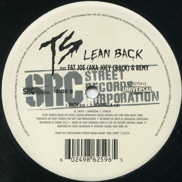 Terror Squad, Fat Joe, Joe Crack, Remy Martin - Lean Back (12", 33 ⅓ RPM, Single) (Very Good Plus (VG+))