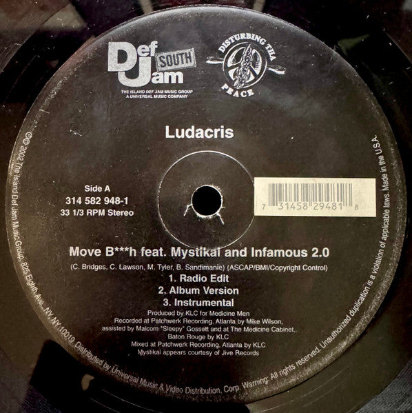 Ludacris - Move B***h / Keep It On The Hush (12") (Very Good (VG))