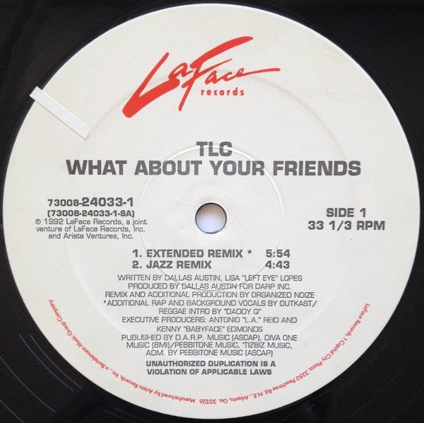 TLC - What About Your Friends (12", 33 ⅓ RPM) (Good Plus (G+))