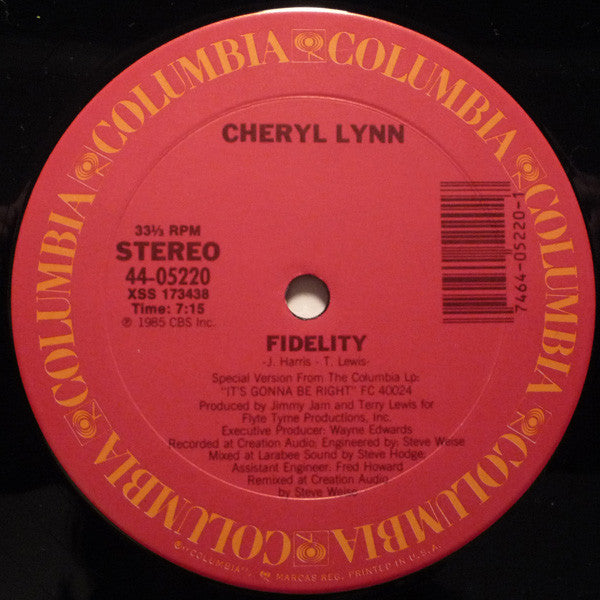 Cheryl Lynn - Fidelity (12", 33 ⅓ RPM, Stereo) (Very Good (VG))