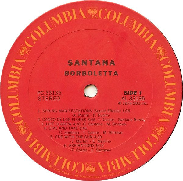 Santana - Borboletta (LP, Album, Misprint) (Very Good (VG))