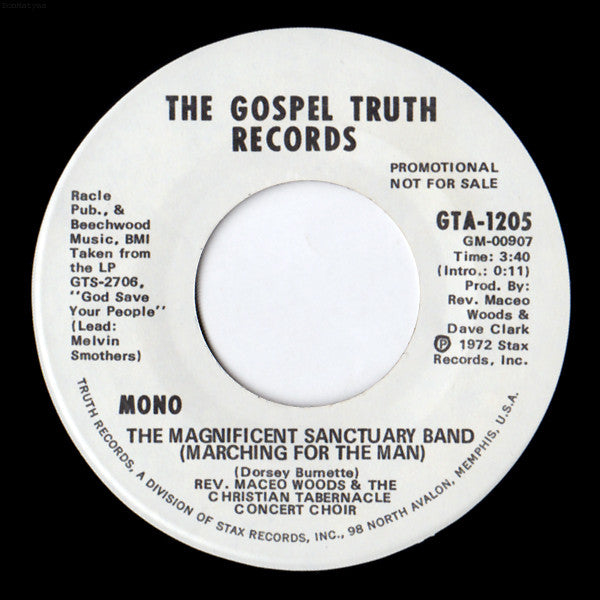 Maceo Woods, The Christian Tabernacle Concert Choir - The Magnificent Sanctuary Band (Marching For The Man) (7", 45 RPM, Promo) (Very Good (VG))