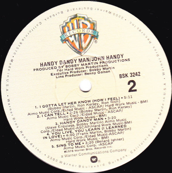 John Handy - Handy Dandy Man (LP, Album) (Very Good (VG))