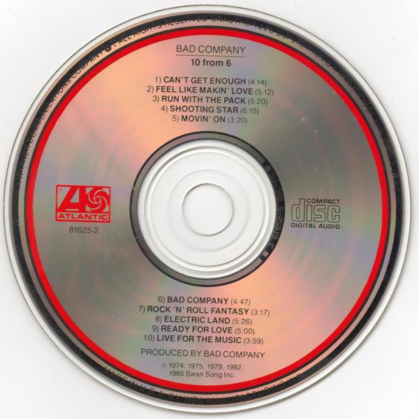 Bad Company - 10 From 6 (CD, Comp, RE, Stereo) (Very Good (VG))