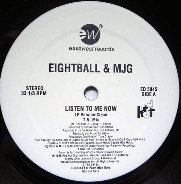 Eightball & M.J.G., Money Boss Players - Listen To Me Now / Games (12", 33 ⅓ RPM, Promo) (Very Good Plus (VG+))