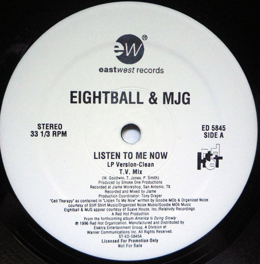 Eightball & M.J.G., Money Boss Players - Listen To Me Now / Games (12", 33 ⅓ RPM, Promo) (Very Good Plus (VG+))
