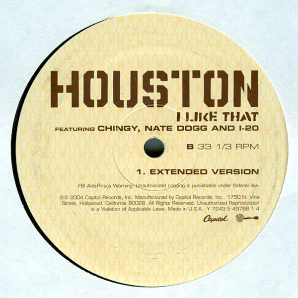 Houston, Chingy, Nate Dogg, I-20 - I Like That (12", 33 ⅓ RPM, Single) (Very Good Plus (VG+))
