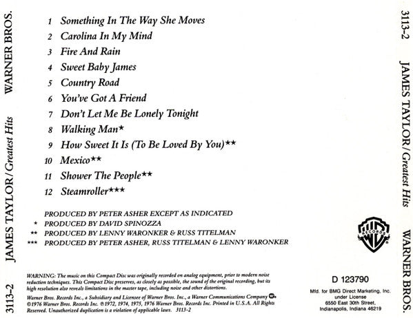 James Taylor - Greatest Hits (CD, Comp, Club, RE) (Very Good (VG))