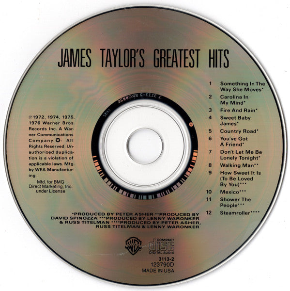 James Taylor - Greatest Hits (CD, Comp, Club, RE) (Very Good (VG))