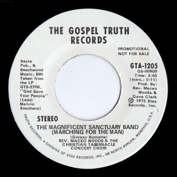 Maceo Woods, The Christian Tabernacle Concert Choir - The Magnificent Sanctuary Band (Marching For The Man) (7", 45 RPM, Promo) (Very Good (VG))