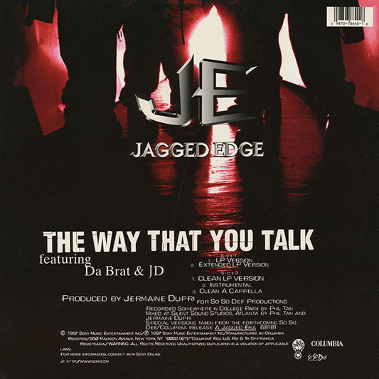 Jagged Edge, Da Brat, Jermaine Dupri - The Way That You Talk (12", 33 ⅓ RPM, Single, Stereo) (Very Good (VG))