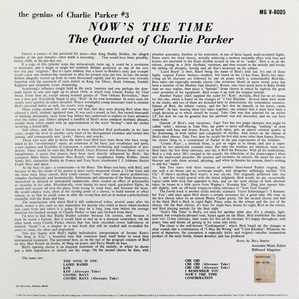 The Charlie Parker Quartet - Now's The Time (LP, Album, RE, Mono) (Very Good Plus (VG+))