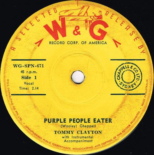 Tommy Clayton - Purple People Eater (7", 45 RPM) (Very Good (VG))