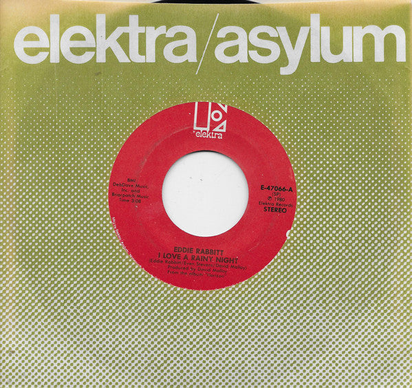 Eddie Rabbitt - I Love A Rainy Night (7", 45 RPM, Single, Stereo) (Very Good (VG))