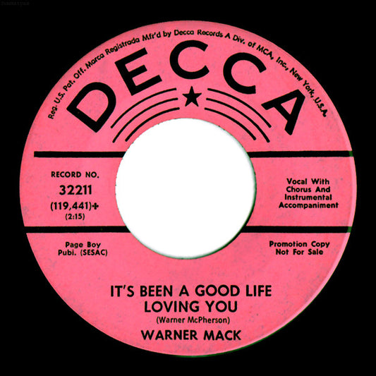 Warner Mack - I'd Give The World (To Be Back Loving You)  (7", 45 RPM, Promo) (Very Good (VG))