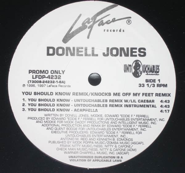 Donell Jones - You Should Know Remix / Knocks Me Off My Feet (Remix) (12", Promo) (Very Good Plus (VG+))