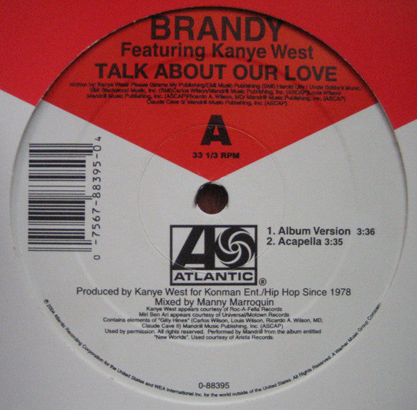 Brandy, Kanye West - Talk About Our Love (12", 33 ⅓ RPM) (Very Good Plus (VG+))