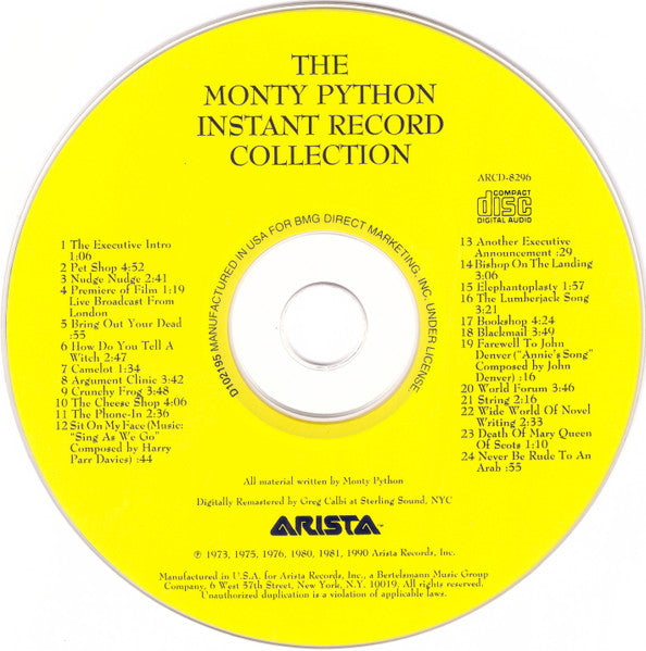 Monty Python - The Monty Python Instant Record Collection (The Pick Of The Best Of Some Recently Repeated Python Hits Again, Vol. II) (CD, Comp, Club, RE, RM, Stereo) (Very Good (VG))