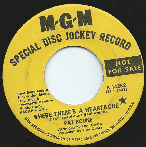 Pat Boone - Where There's A Heartache (7", Promo) (Very Good (VG))