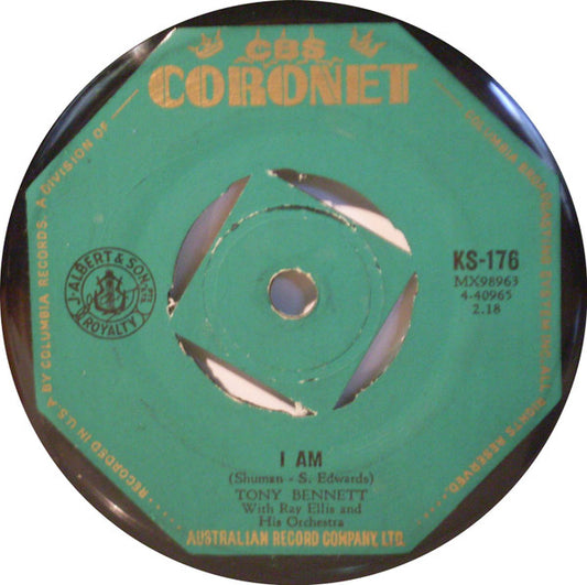 Tony Bennett, Ray Ellis And His Orchestra - I Am / In The Middle Of An Island  (7", 45 RPM, Single) (Good Plus (G+))