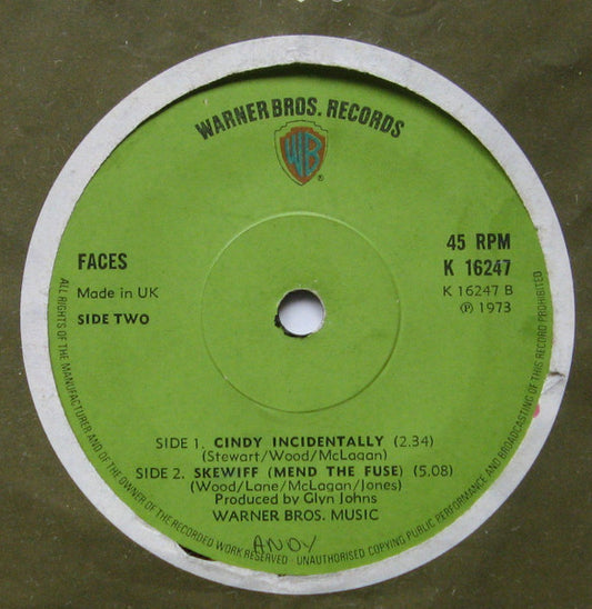 Faces - Cindy Incidentally (7", Single, 45 RPM) (Very Good (VG))